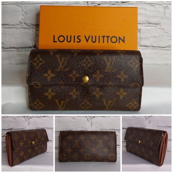 'LOUIS VUITTON' GIFT BOX SET 'PORTEFEUILLE SARAH' LONG LEATHER MONOGRAM WALLET - Picture 13 of 16
